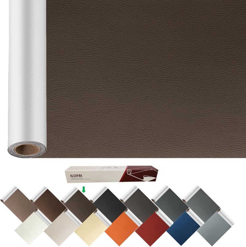 ILOFRI Bonded Leather Repair Patch 60x17 inch Dark Brown, Large Vinyl and Leather Repair Kit for Furniture, Couches, Car Seats, Boat Seats, Chair. Leather Upholstery Tape - Dark Brown #2 - Image 1